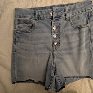 American Eagle Outfitters Light Wash Button-Fly Denim Shorts